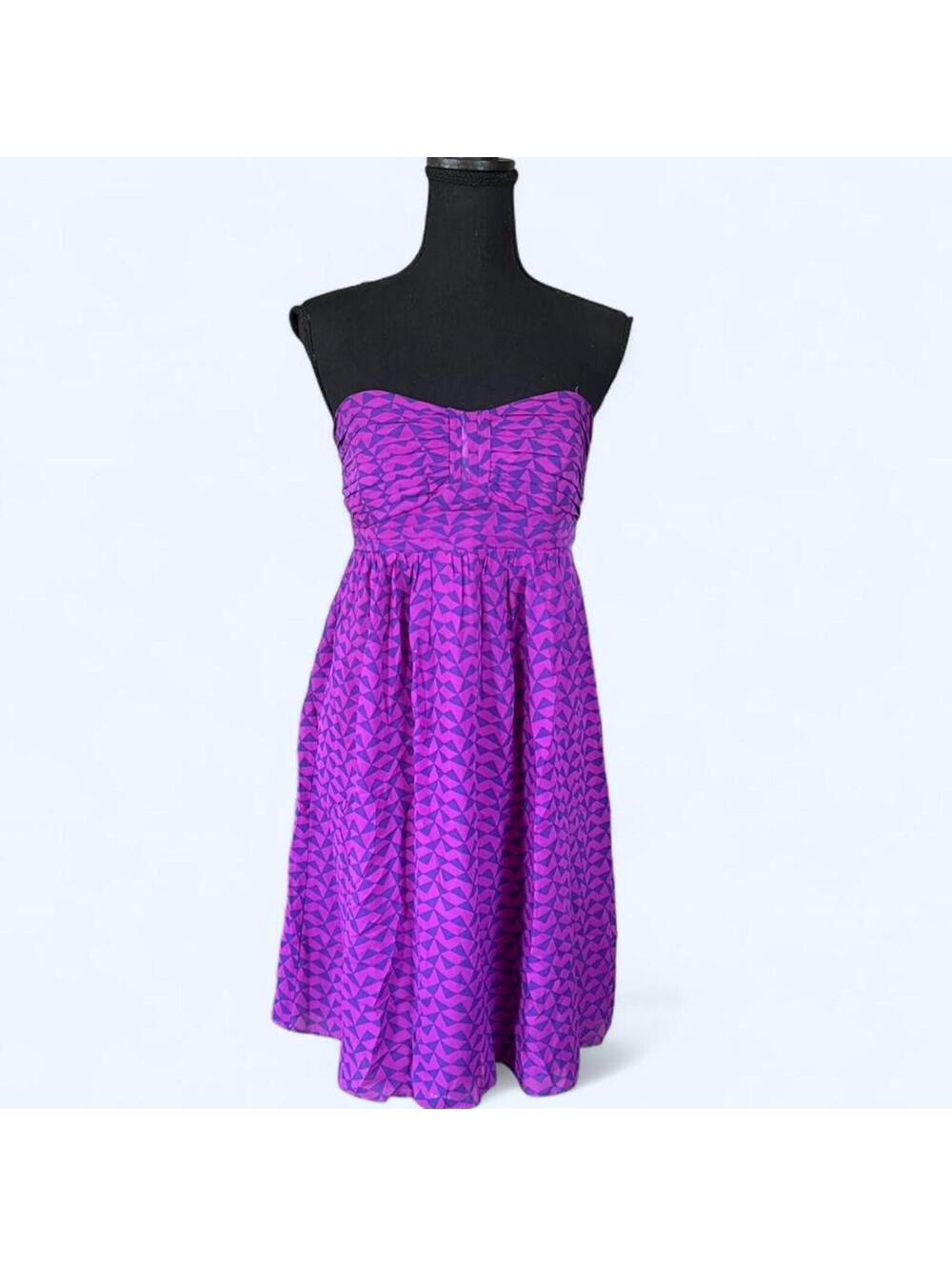 vintage Y2K fairycore silk strapless geometric Shoshanna mini dress size 2